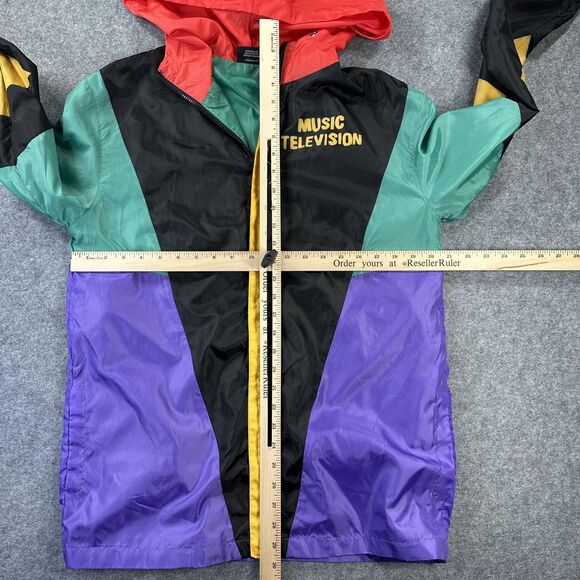 MTV Music Television Jacket Mens Small Multicolor Hooded Windbreaker 2020 - Picture 9 of 12